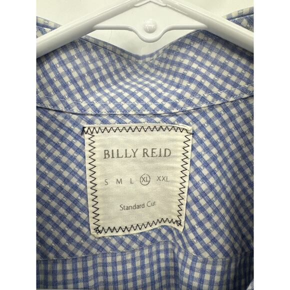 Billy Reid Standard Cut button front long sleeve blue/white gingham shirt XL - Picture 2 of 4